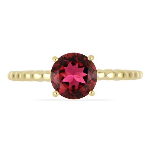 BUY 14K GOLD REAL RUBELLITE GEMSTONE SINGLE STONE  RING